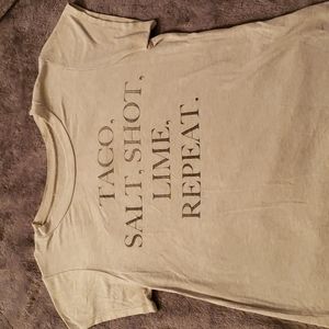 American Eagle "Taco, salt, shot, lime, repeat" light gray T